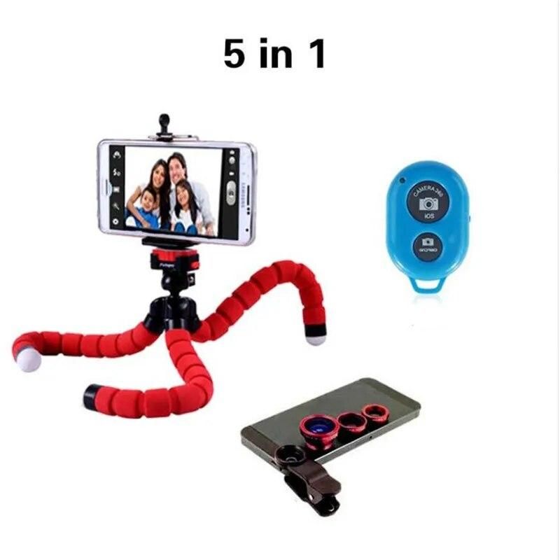 Universal 5in1 Camera Lens Kit for iPhone X for iPhone 6 6s 7 8 Plus Fisheye Wide Angle Lenses for Redmi 5 Plus Tripod for P20