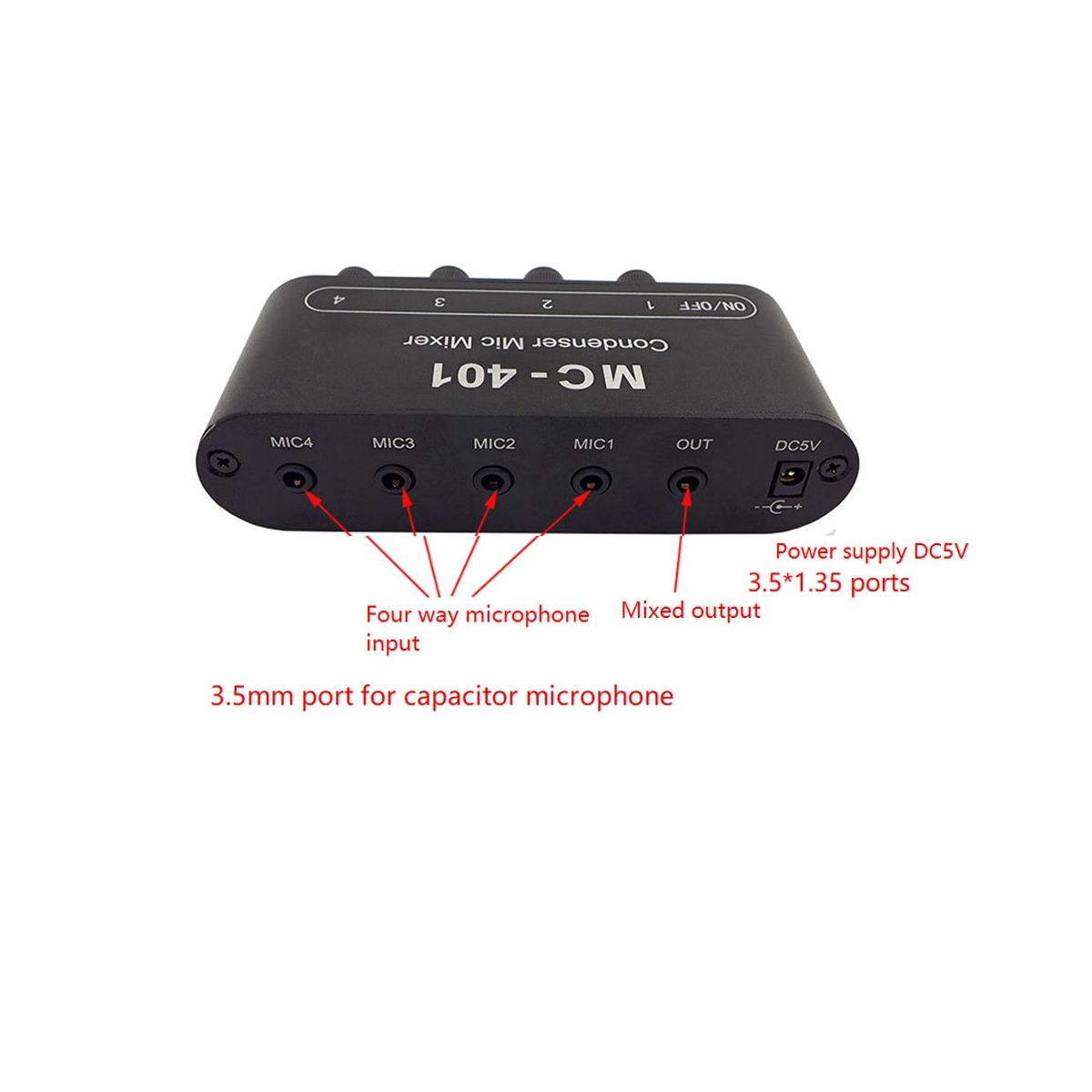 New Mini Audio Mixer Condenser Microphone Mixer Four-In-One Microphone Amplifier for Computer Mobile Phone Sound Card