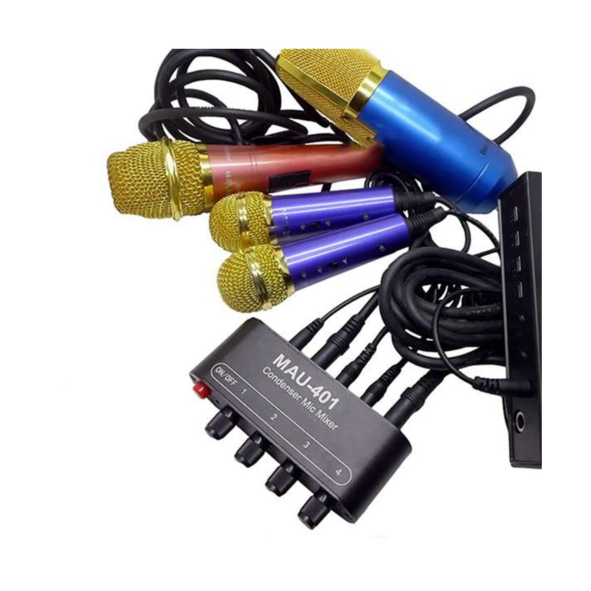 New Mini Audio Mixer Condenser Microphone Mixer Four-In-One Microphone Amplifier for Computer Mobile Phone Sound Card