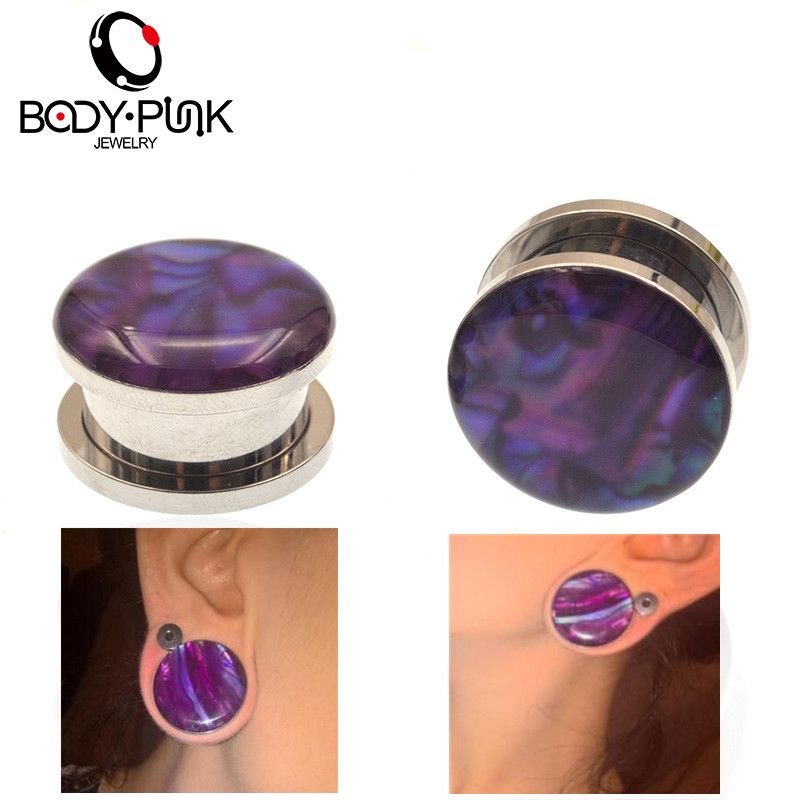 BODY PUNK Purple Oil Drip Fashion Stud Earrings Stainless