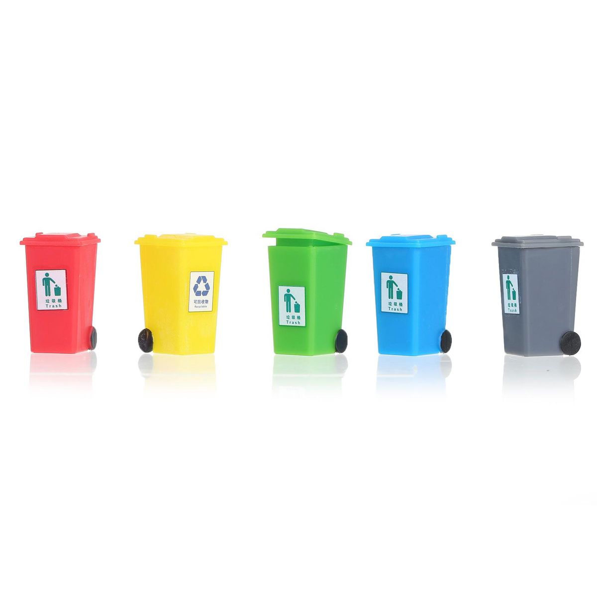 Miniature Garbage Cans Painted Garbage Cans Model Garbage Truck Cans Sandtable Fairy House Street Scenery Decoration