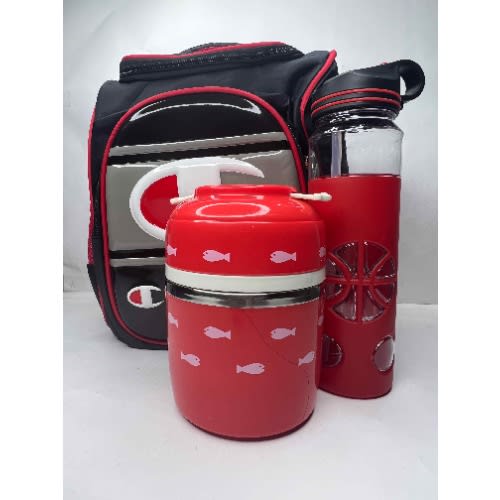Kids Lunch Bag - Food Flask And Water Bottle - 3 In 1