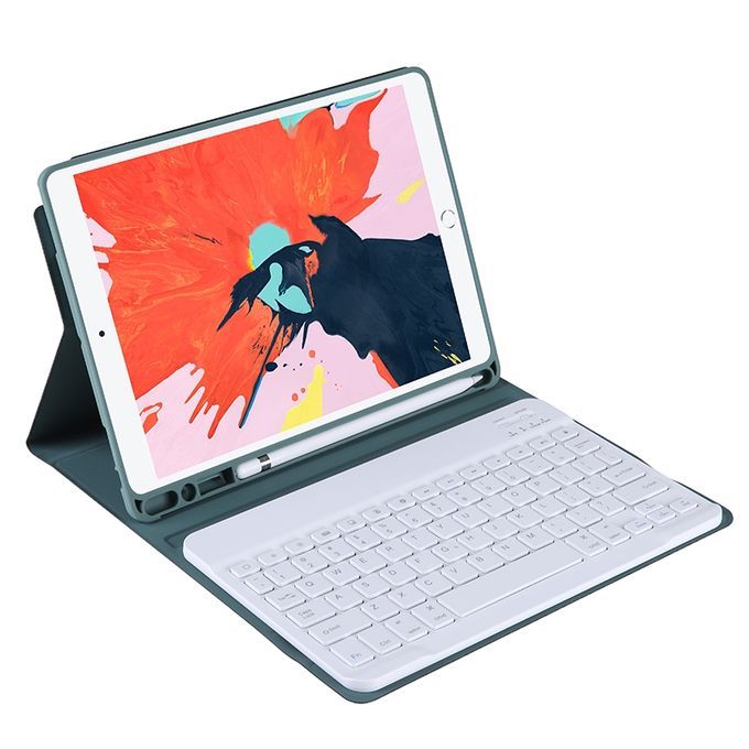 T11B 2020 For IPad 11 Inch (2020 / 2018) TPU Candy Color Ultra-thin Bluetooth Keyboard Protective Case With Stand & Pen Slot(Dark Green)