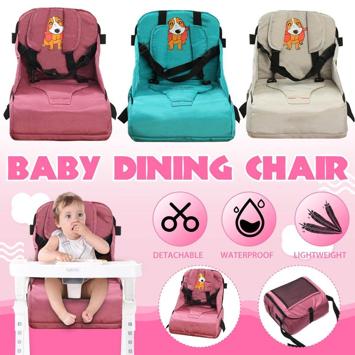 Children Portable Booster Seats Baby Feeding High Chair Stool Infant Feeding Pink
