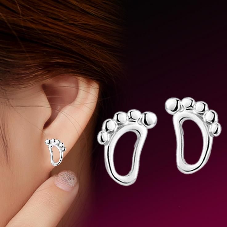 Cute Baby Foot Stud Earrings Women Minimalist Small