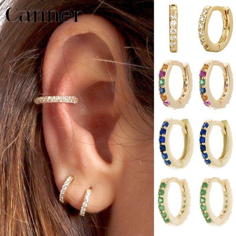 WhiteOR BlueOR RedOR GreenOR Rainbow Zirconia Small Hoop