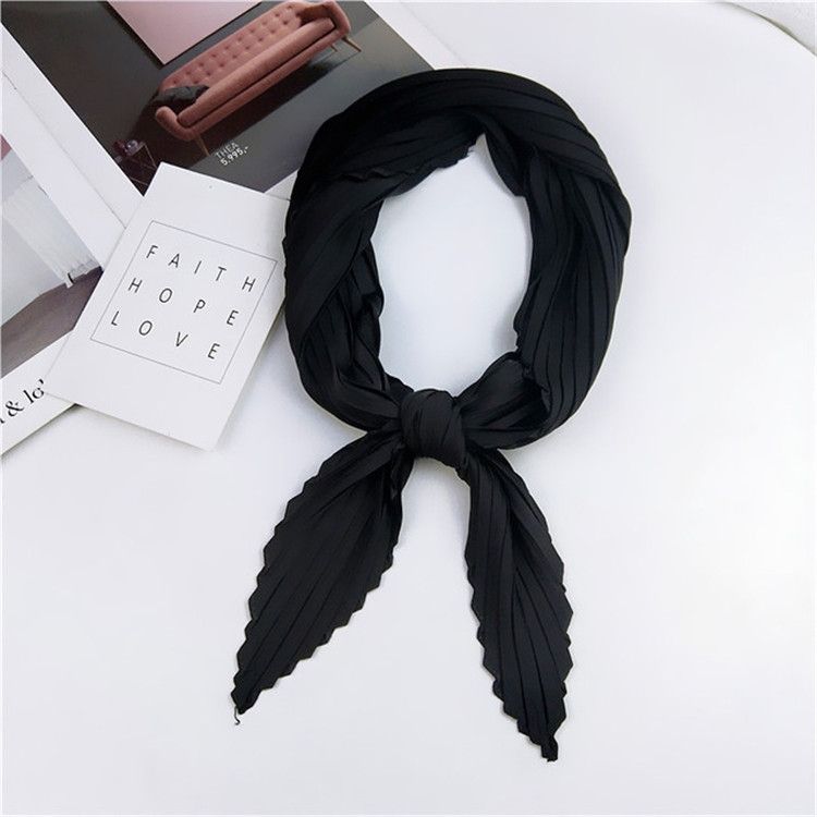 Scarf Ladies Retro Pleated Silk Square Scarf