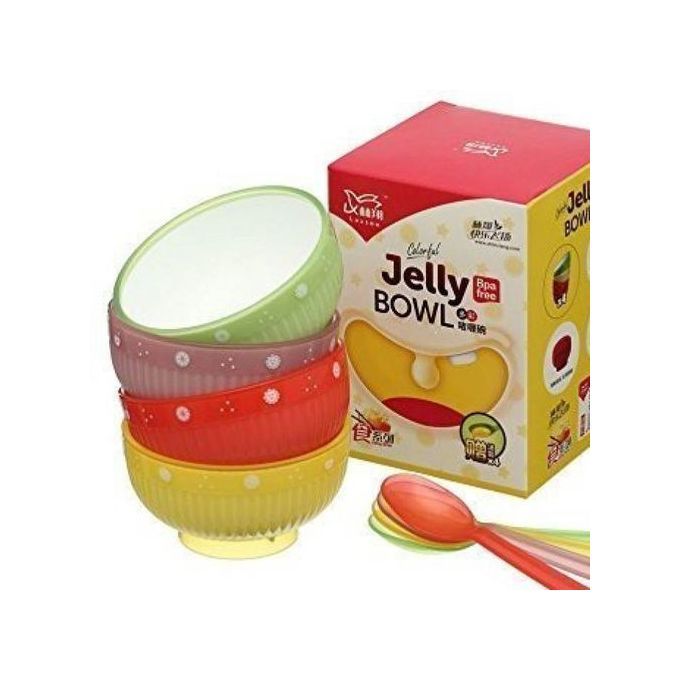Unbreakable Baby Kids Feeding Jelly Bowl & Spoons Set 8pcs