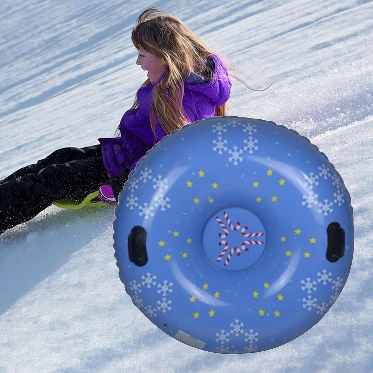 Winter Snow Tube For Kids Adults PVC Large With Handles Sledding 98cm