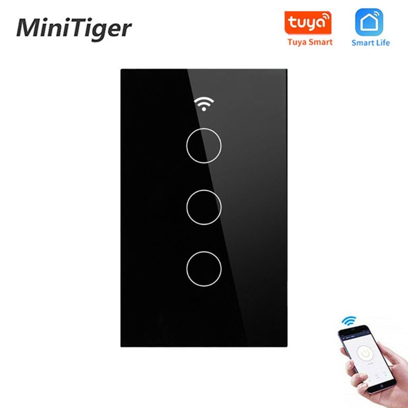 APP Standard Single Touch Fire Switch Switch Gang Touch Wall Tuya Crystal 1/2/3 Art Gl Line Light Minitiger Wifi