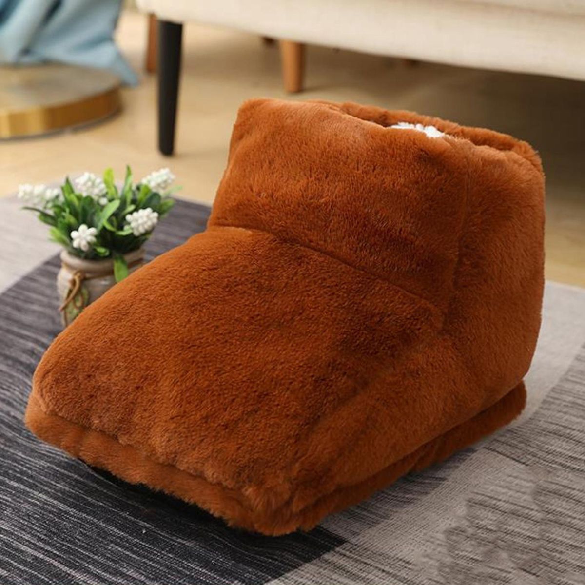 Foot Warmer Washable Safe Heating Pad Brown