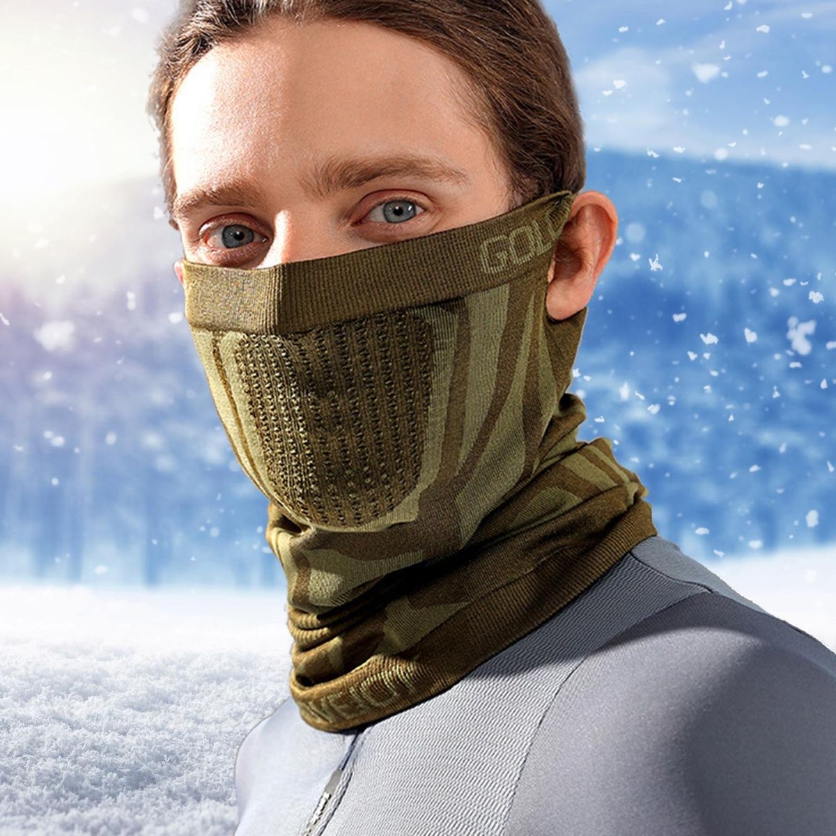 Hiking Face Cover Stretchy Holes Face Cover Neck Guard Yellow