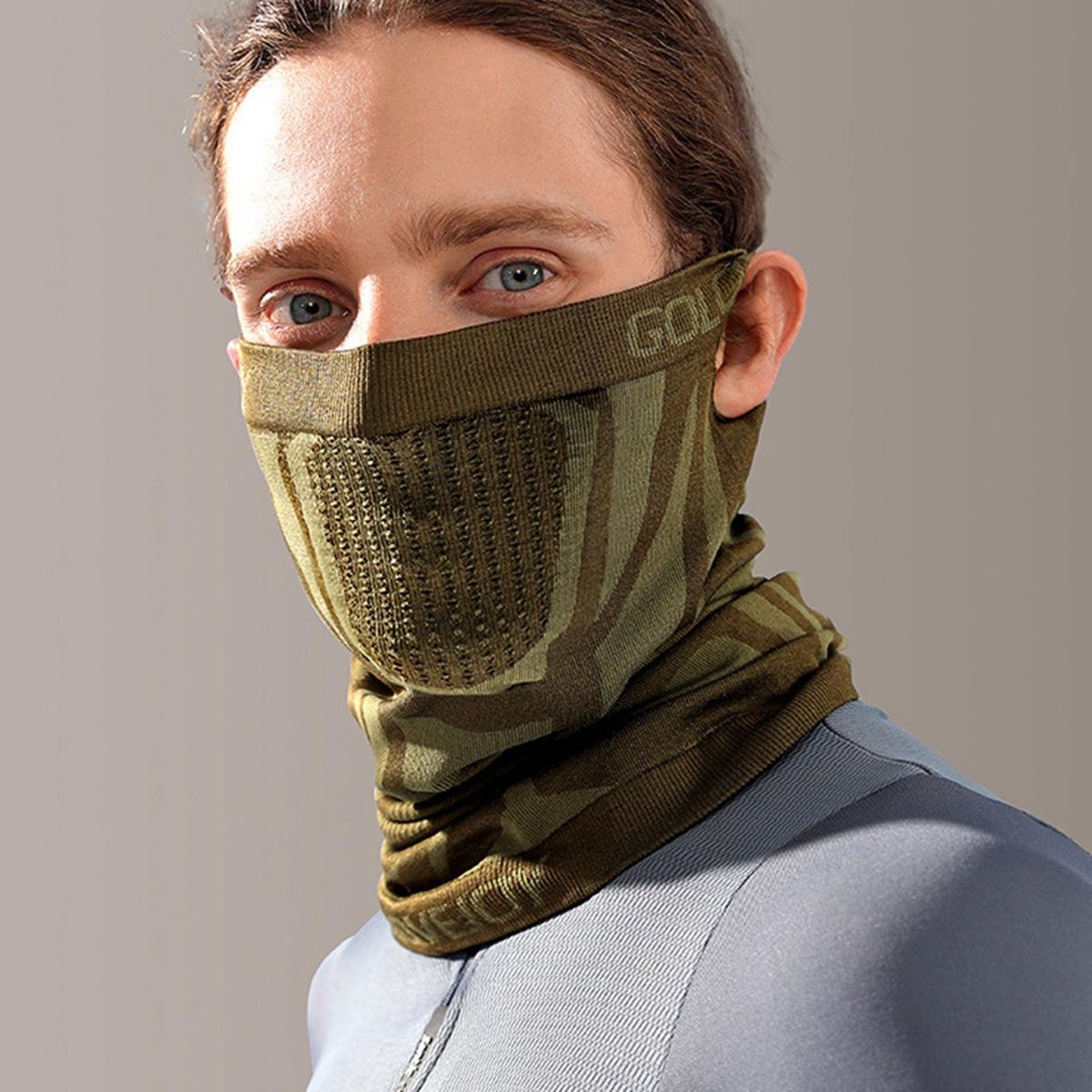 Hiking Face Cover Stretchy Holes Face Cover Neck Guard Yellow