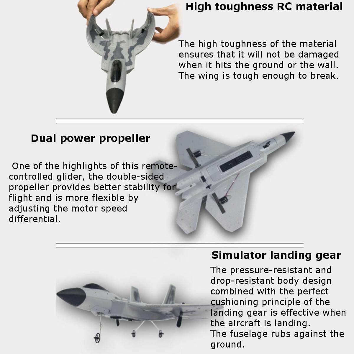 FX822 F-22 Raptor RC Model Fighter Airplane Remote Control Airplane Fixed-wing Model Toy For Kids Gift Collection