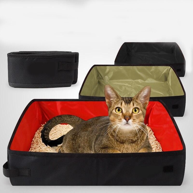 Folding Travel Pet Cat Litter Box Puppy Toilet Tray Folding Cat Litter Bedpan Waterproof Outdoor Foldable Cat Litter Box
