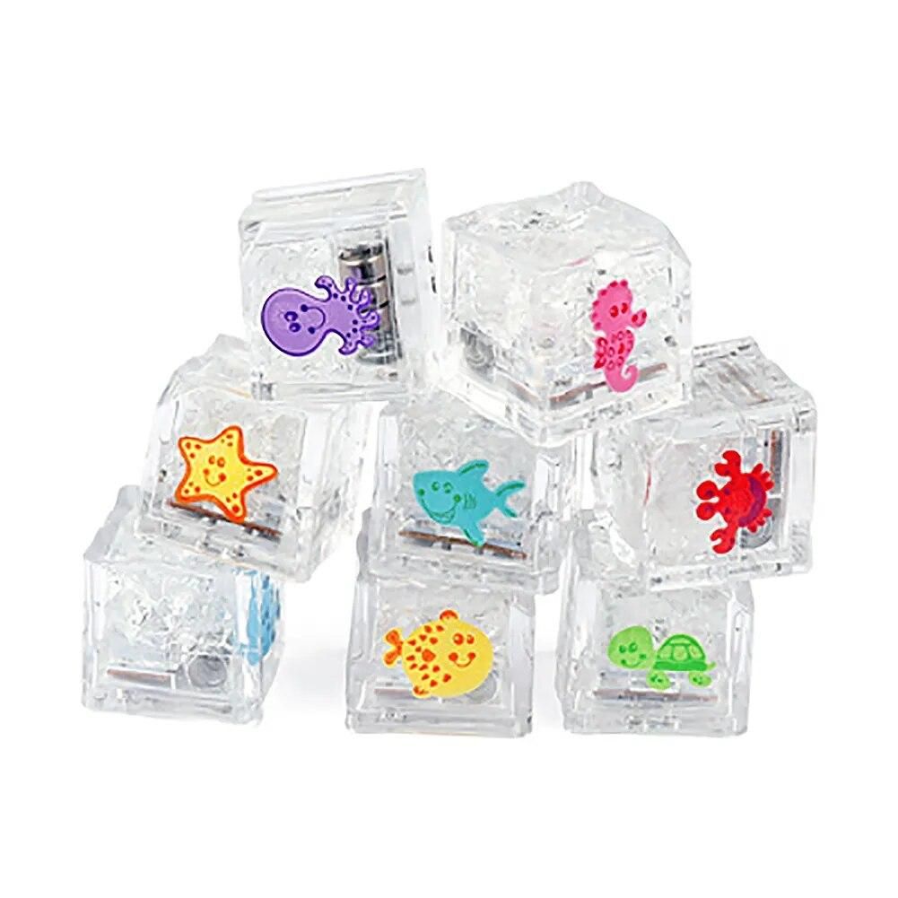 8pcs Flash Ice Cubes Decor Disposable LED Light Shower Bathtub Ice Toys Colorful Ice Lamp Bath Toy for Festival Party Decoration