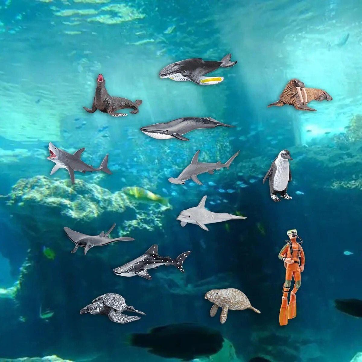 13 Pieces Marine Animal Set Mini Animal for Cognitive Toy Educational Toys Boys Girls Learning Activities Cake Topper