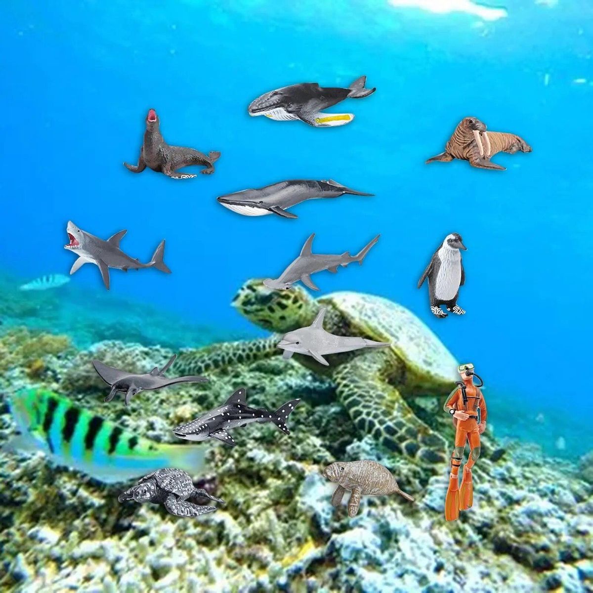 13 Pieces Marine Animal Set Mini Animal for Cognitive Toy Educational Toys Boys Girls Learning Activities Cake Topper