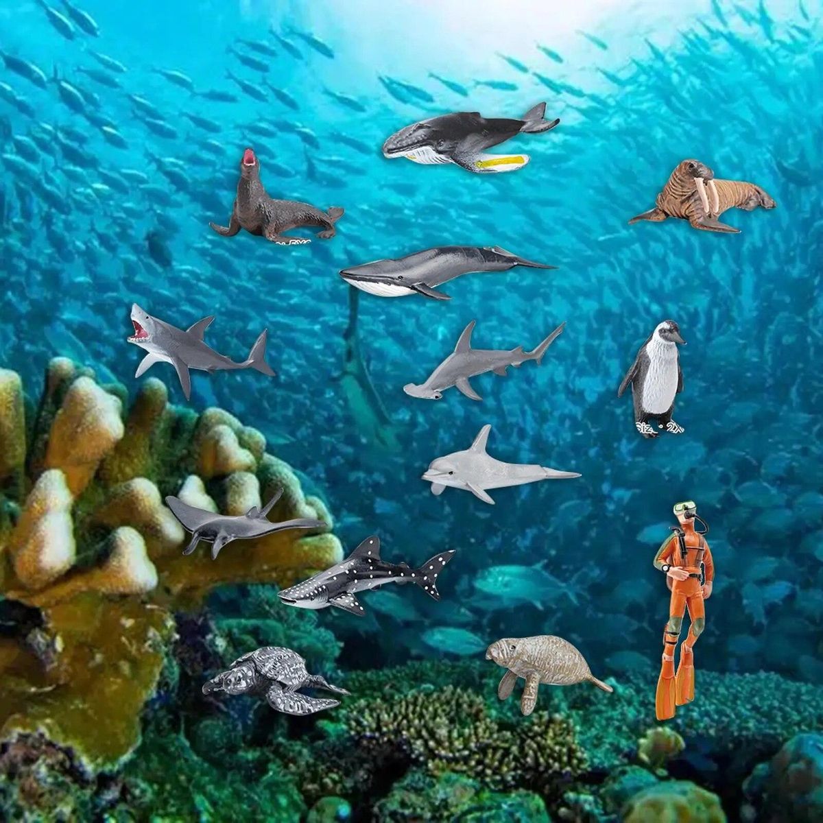 13 Pieces Marine Animal Set Mini Animal for Cognitive Toy Educational Toys Boys Girls Learning Activities Cake Topper
