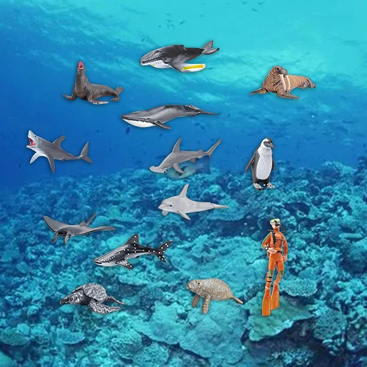 13 Pieces Marine Animal Set Mini Animal for Cognitive Toy Educational Toys Boys Girls Learning Activities Cake Topper