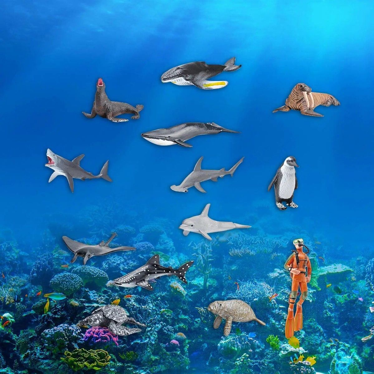 13 Pieces Marine Animal Set Mini Animal for Cognitive Toy Educational Toys Boys Girls Learning Activities Cake Topper