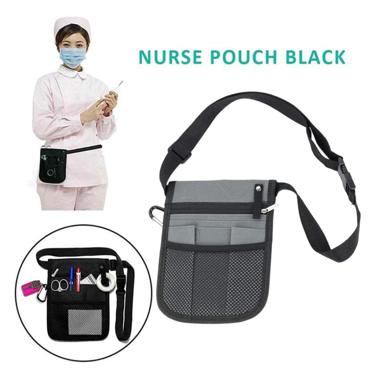 Nurse Nursing Waist Bag Pouch Fanny Pack Nursing Belt Waist Bag Gray