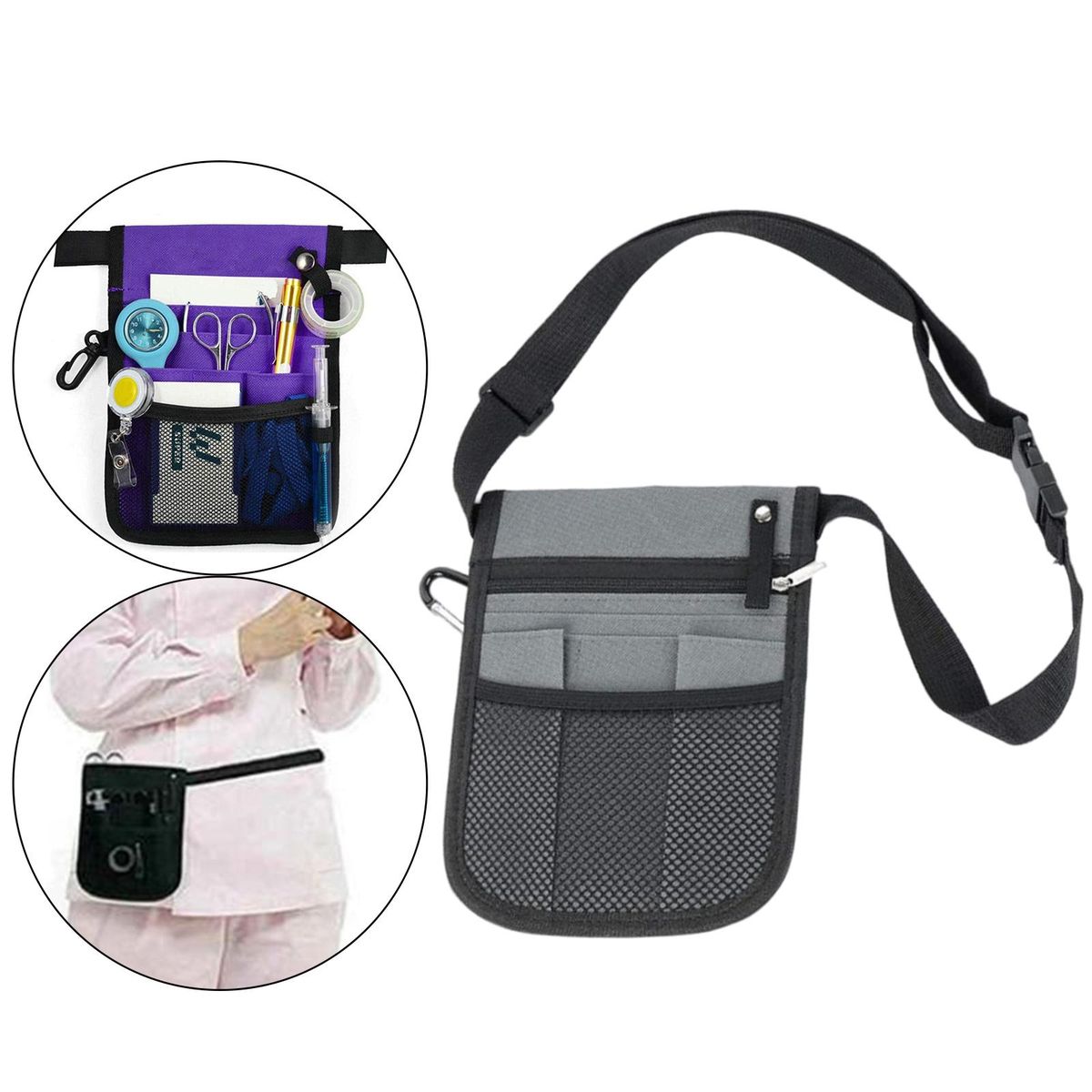 Nurse Nursing Waist Bag Pouch Fanny Pack Nursing Belt Waist Bag Gray