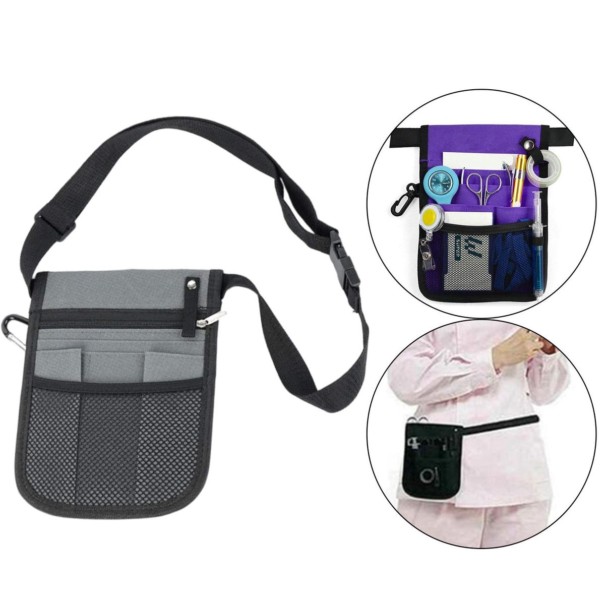 Nurse Nursing Waist Bag Pouch Fanny Pack Nursing Belt Waist Bag Gray