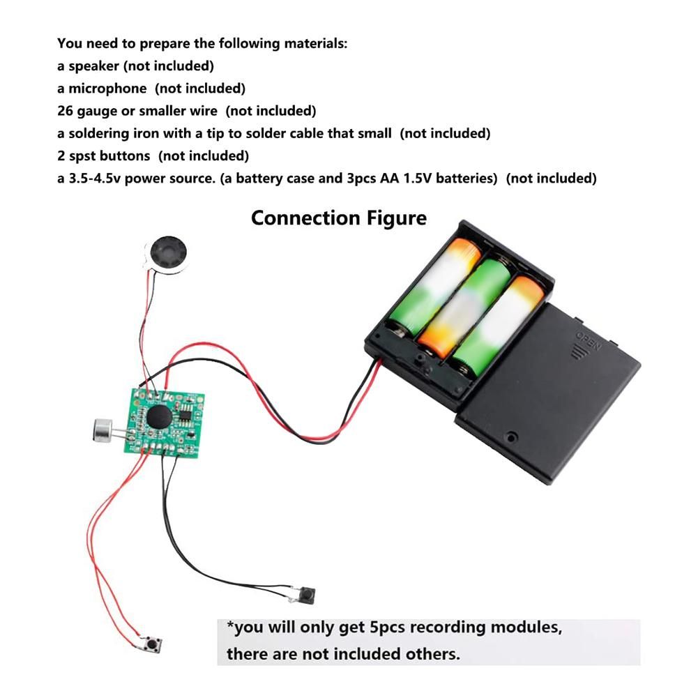5PCS 30S Seconds Voice Playback Board Electronic Greeting Card Recorder Sound Module Chip Music Talking Recordable