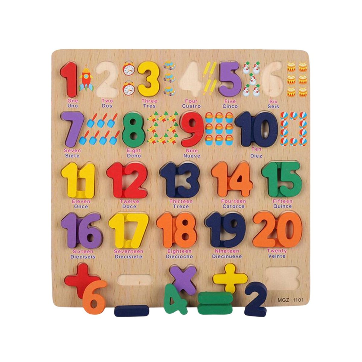 Spanish Blocks Jigsaw Wooden Pegged Puzzles Number
