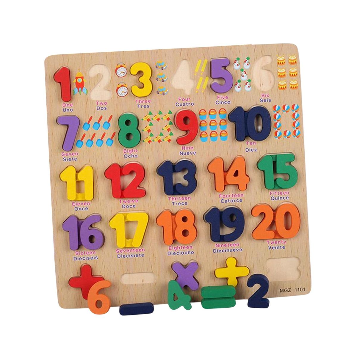Spanish Blocks Jigsaw Wooden Pegged Puzzles Number
