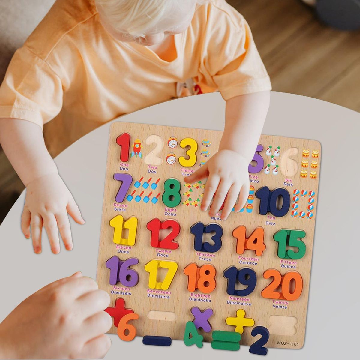 Spanish Blocks Jigsaw Wooden Pegged Puzzles Number