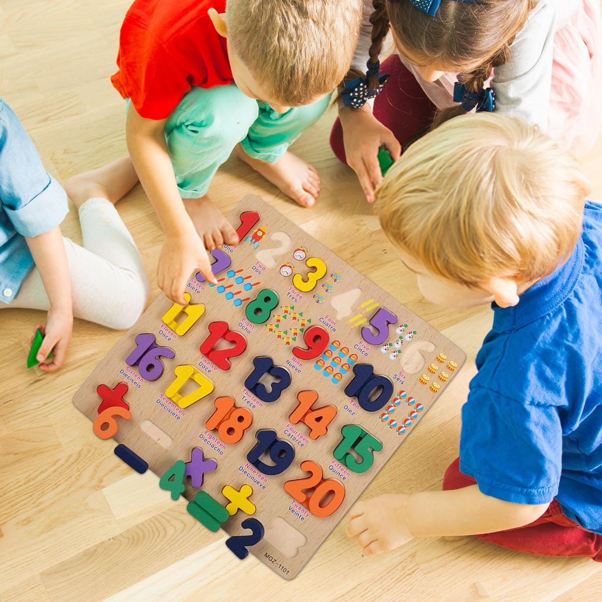 Spanish Blocks Jigsaw Wooden Pegged Puzzles Number