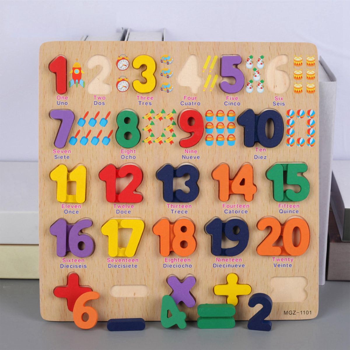 Spanish Blocks Jigsaw Wooden Pegged Puzzles Number