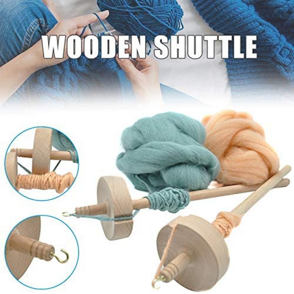 2Pcs Drop Spindle for Spinning Wool Yarn Spin Top Whorl Drop Spindle Hand Carved Wooden Tool for Beginners