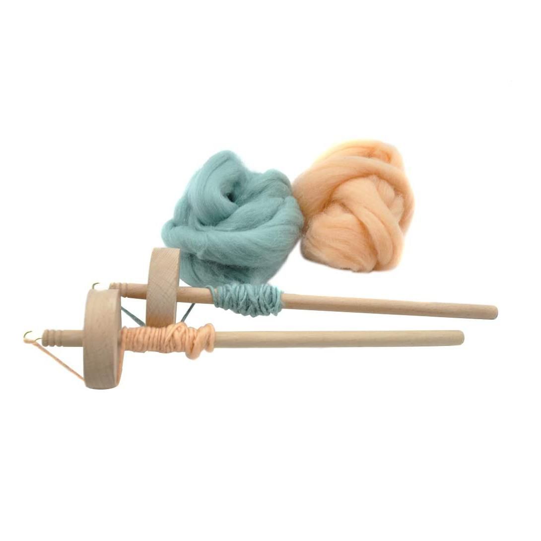 2Pcs Drop Spindle for Spinning Wool Yarn Spin Top Whorl Drop Spindle Hand Carved Wooden Tool for Beginners