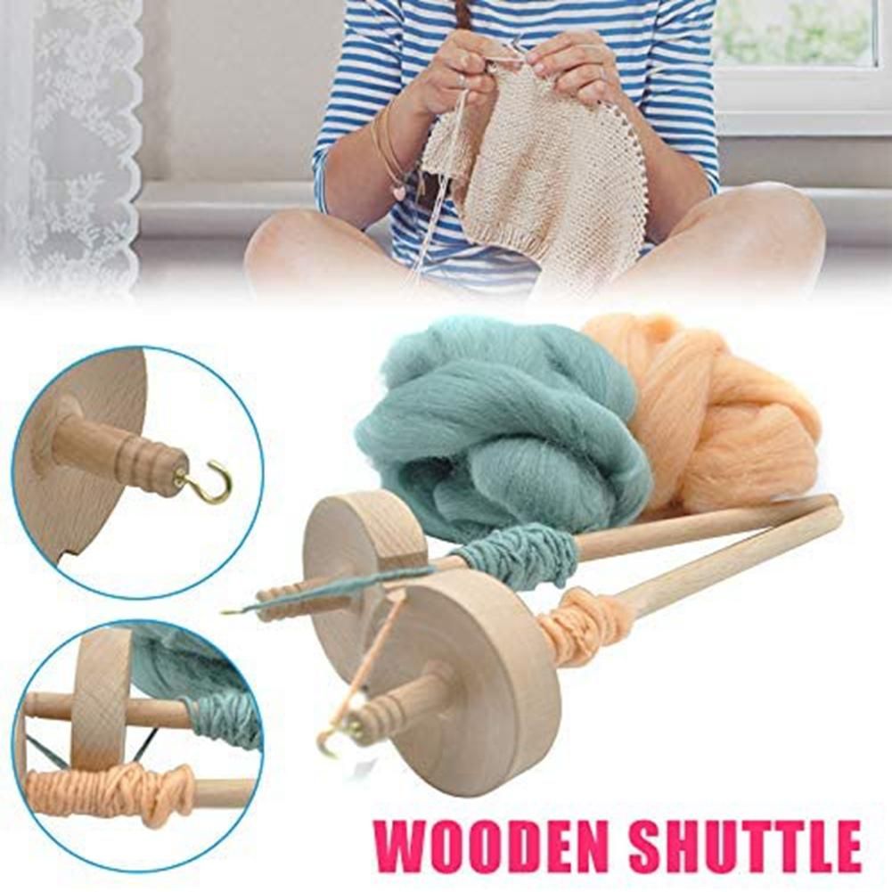 2Pcs Drop Spindle for Spinning Wool Yarn Spin Top Whorl Drop Spindle Hand Carved Wooden Tool for Beginners