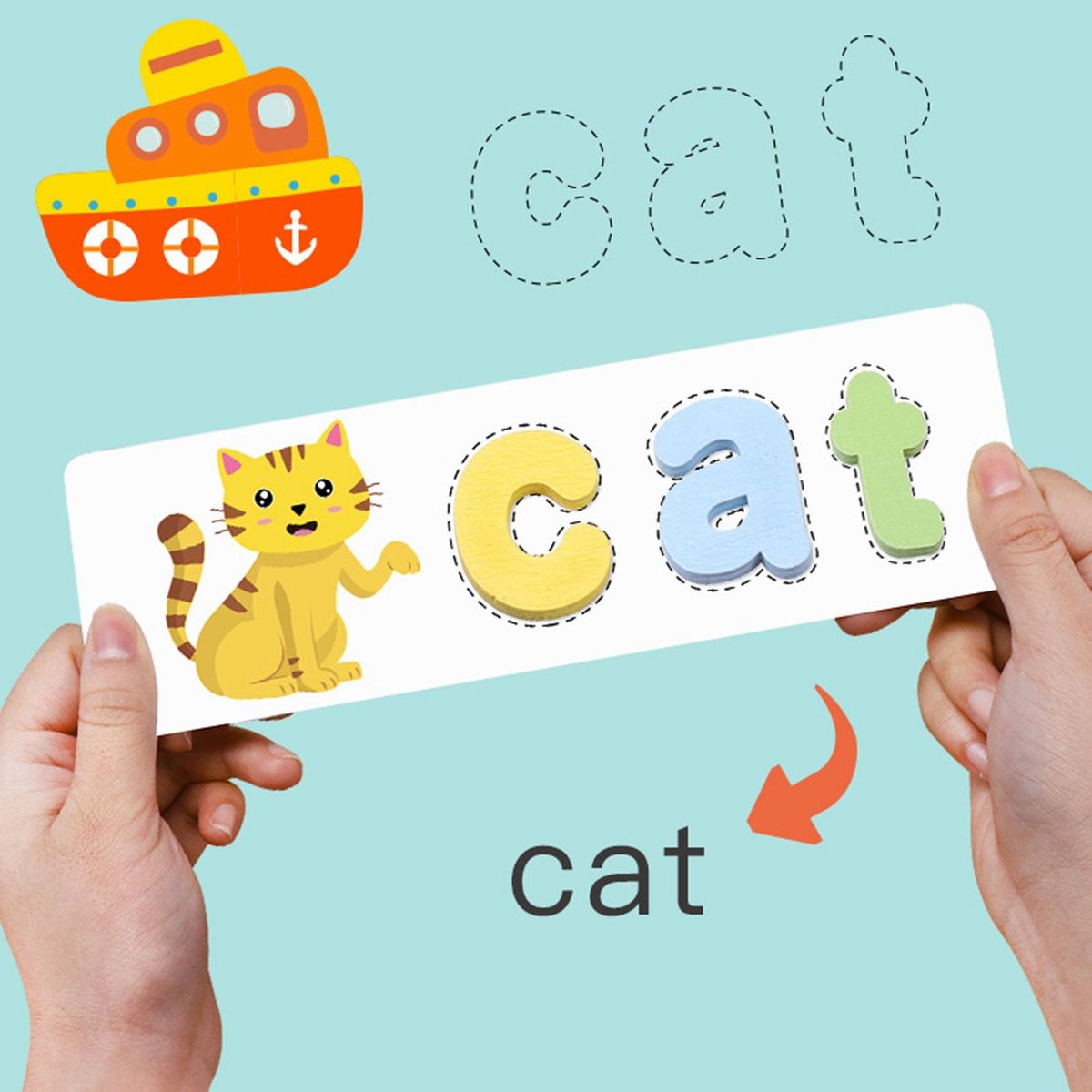Wooden Word Spelling Practice Game Alphabet Learning Cards