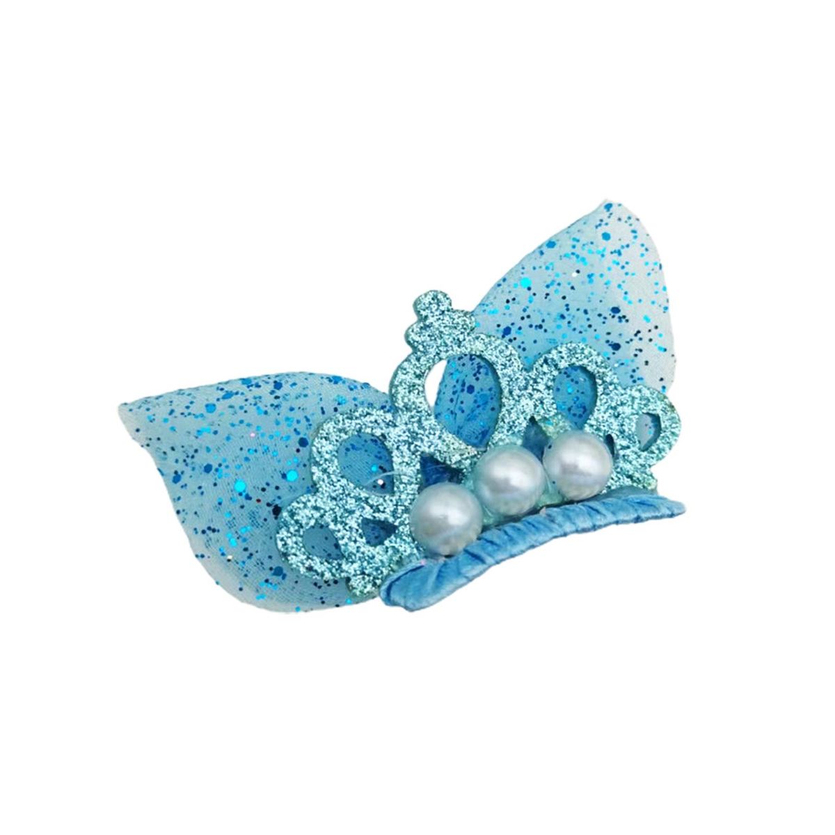 Dog Hair Clip Cute Pet Dogs Crown Shape Hair Pins Sky Blue