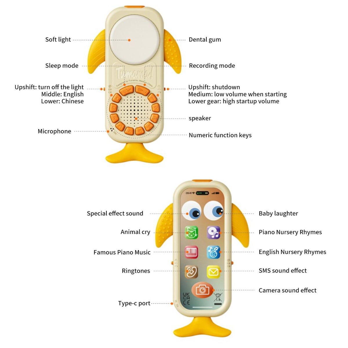 Educational Toy Early Education Mobile Phone Toy Machine Yellow