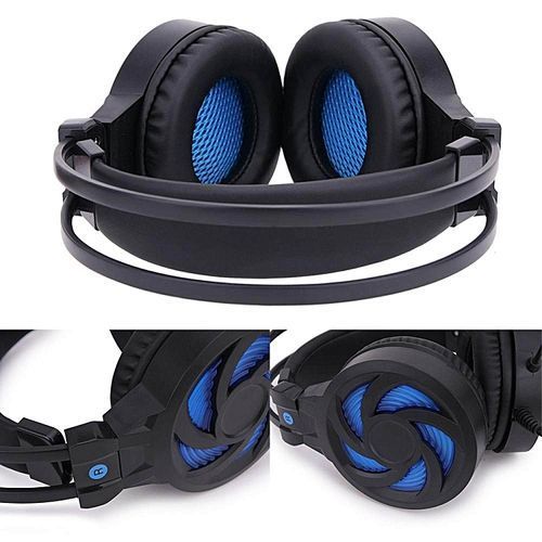 Gaming Headset, Stereo Headphones Noise Cancelling Over-Ear Wired Headphones With Microphone For PC Tablet IPhone IPad Samsung Smartphone (Blue)