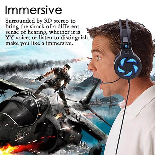 Gaming Headset, Stereo Headphones Noise Cancelling Over-Ear Wired Headphones With Microphone For PC Tablet IPhone IPad Samsung Smartphone (Blue)