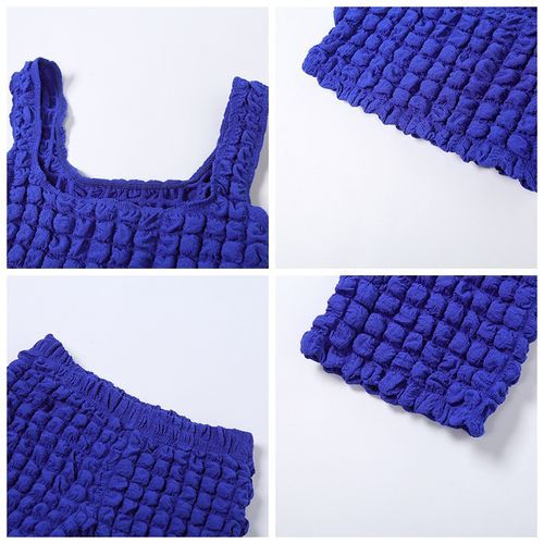Stacked Two Piece Set Women Square Collar Camisole+ High Waist Straight Pant