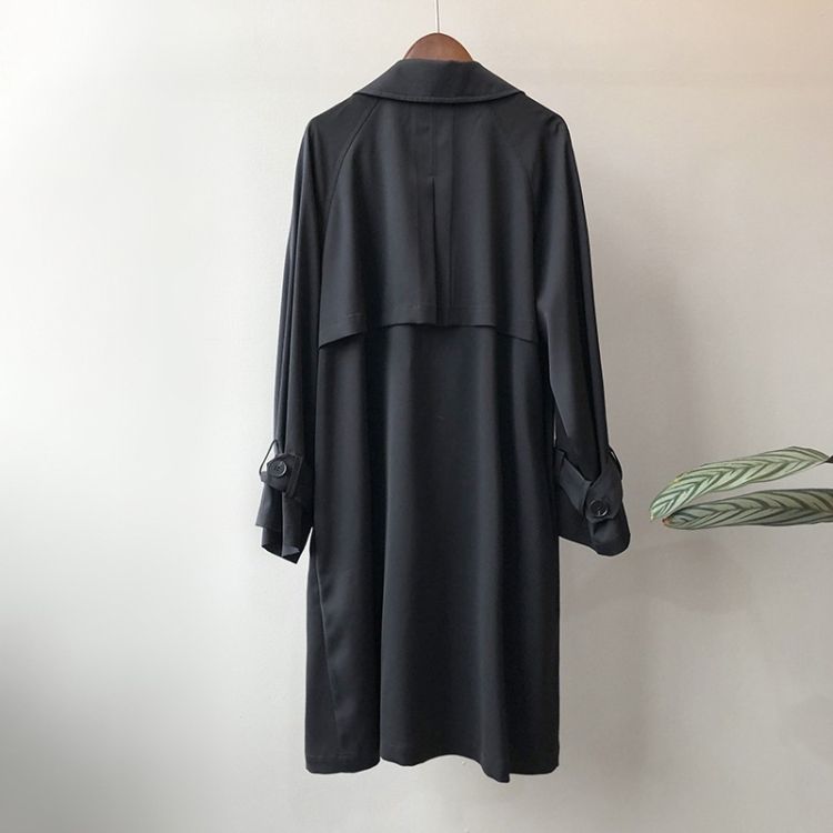 Long Loose Solid Color Windbreaker Jacket
