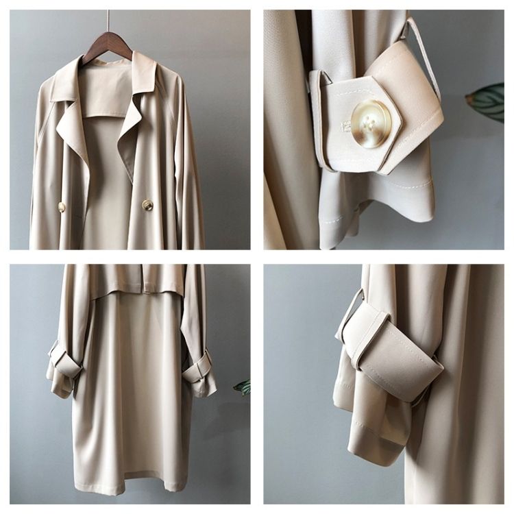 Long Loose Solid Color Windbreaker Jacket