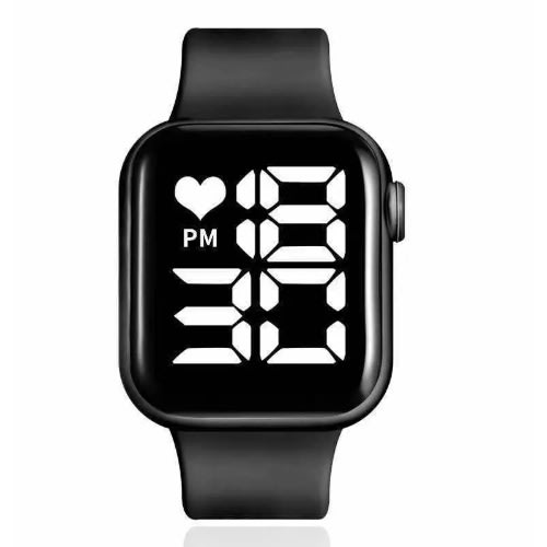 Square LED Silicone Watch - Black