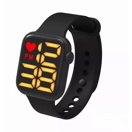 Square LED Silicone Watch - Black