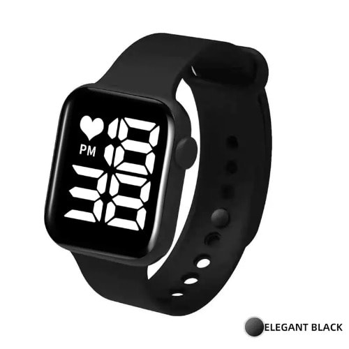 Square LED Silicone Watch - Black