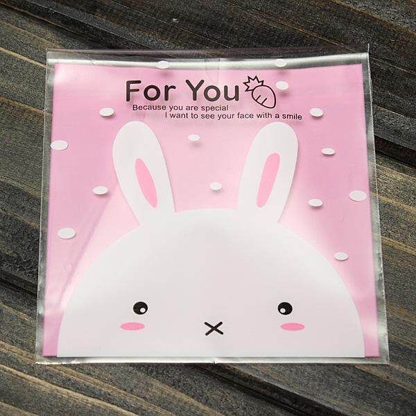 200pcs Self Adhesive Cookie Candy Package Gift Bags Cellophane Wedding Birthday Rabbit+Bear