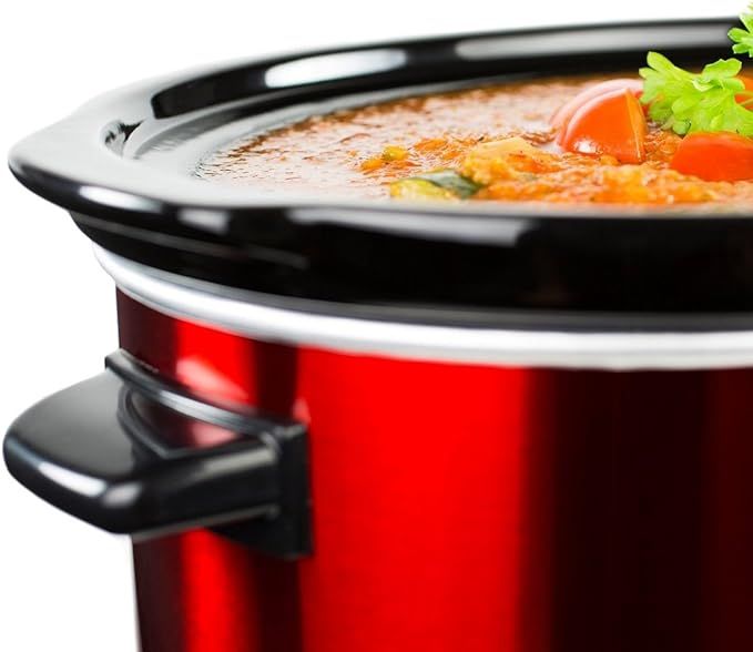 Slow Cooker Tempered Glass Lid,ceramic Bowl,easy Clean 8ltrs